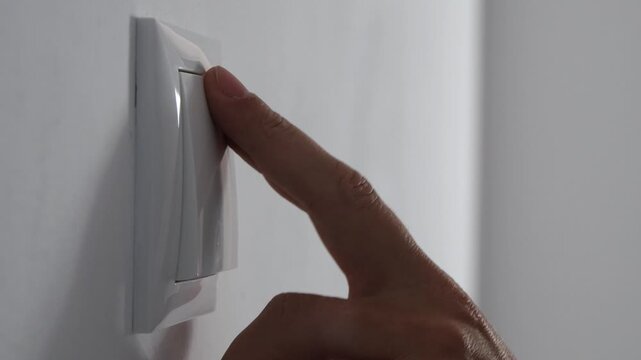 Turn Off the Light, Woman Turning the Light On a Led Bulb, Kid Turns Light Off at Home, Girl Pull Switch On Off, Energy Industry