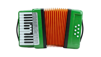 Green Accordion Isolated on White Background