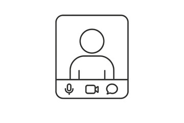 Fototapeta premium Online video call screen interface with user profile placeholder and communication buttons