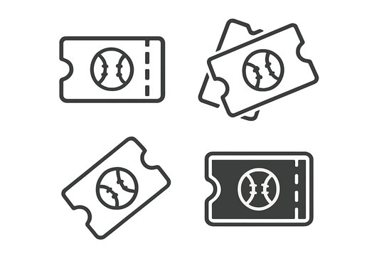 Simple graphic icons representing admission tickets for a baseball game or sporting event