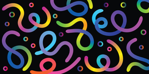 Gradient rainbow background; colors blend organic doodle line art abstract shapes; abstract color background with Dynamic Gradient Lines vector art.