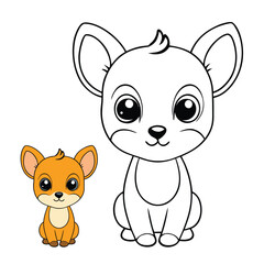 Adorable baby animal cartoon coloring page featuring big eyes, soft curves, and playful charm. A sweet, simple outline perfect for kids to color and bring to life.