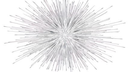 Minimalist vector fireworks burst with thin geometric lines radiating outward on transparent background