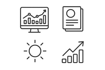 Essential business, finance, and weather forecast symbols for web and mobile interfaces