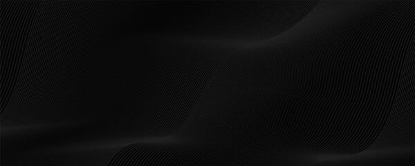 Black abstract background design. Modern wavy line pattern in monochrome colors. Premium stripe texture for banner, business backdrop. simple design, poster,