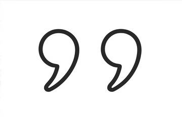 Simple black outline double quotation marks symbol for typography and speech bubble