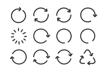 Fototapeta premium Set of refresh reload rotation loop and recycling symbols for web and mobile interface design