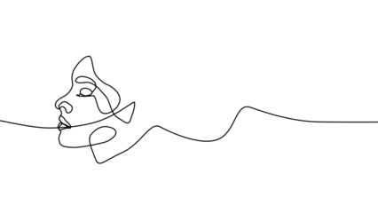 Tableau sur plexiglas Motifs linéaires One line drawing Face - Minimalist line art  © Brian