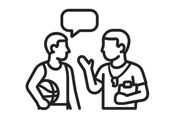 Basketball player receives coaching instructions from team coach during game timeout