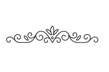 Elegant ornamental divider with swirling flourishes and central floral motif