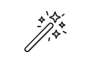 Magic wand emitting bright sparkles and stars in a minimalist style