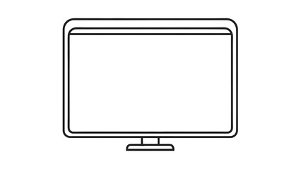 Monitor Icon Clipart &ndash; Black and White Flat-Screen Display PNG