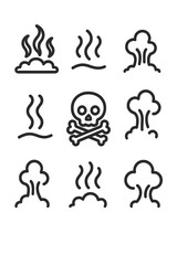 Naklejka premium Set of hazardous warning signs and symbols for fire smoke steam explosion and toxic danger