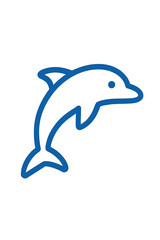 Obraz premium Minimalist blue outline graphic of a playful dolphin jumping out of the water