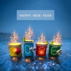 sparkling lights in crafted can tins with 2026 for a happy new year
