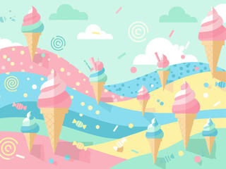 Sweet Candy Wonderland Background Illustration