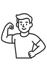 Confident man flexing bicep muscle showing physical strength and fitness achievement