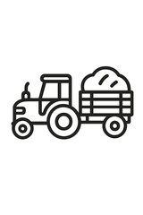 Heavy agricultural machinery tractor pulling farm trailer loaded with harvested crops
