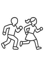 Outline icon depicting a male and female figure jogging or running side by side in a simple graphic style