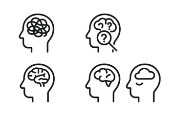 Mental health and cognitive function icons showing confusion and problem solving
