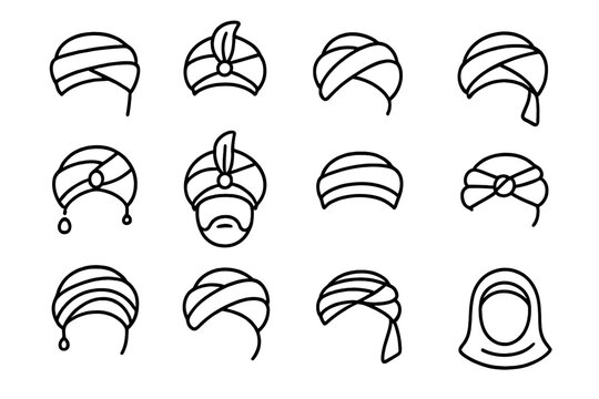 Traditional Middle Eastern and South Asian turbans and head coverings