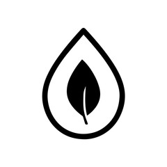 Fototapeta premium Water Droplet with Leaf Icon Vector
