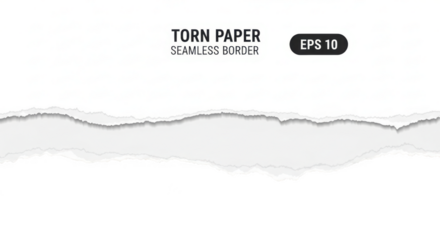 Torn paper seamless border isolated on transparent background