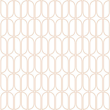White airy geometric pattern with repeating rounded arch fine lines. Minimal abstract design elements in warm terracotta tone. Interior decor, textiles, branding backgrounds, and packaging. Vector