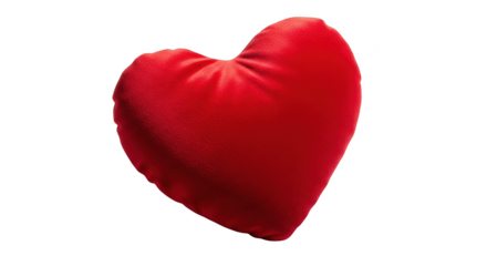 Single red plush heart shaped pillow on black background soft