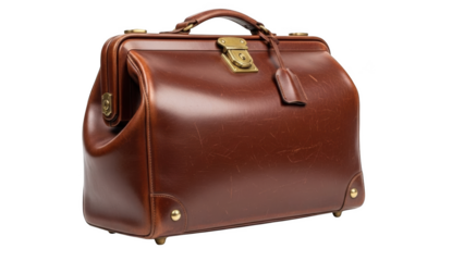 Vintage brown leather doctor's bag with brass clasp and handle leather bag doctor bag