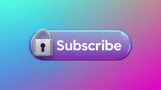 Yellow segment appearing, neon outlining Subscribe button on teal background with padlock for focus
