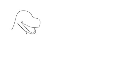 Self drawing animation of continuous line draw of a t-rex dinosaur waving hand playfully. National Zoo Lovers Day. This creative nature concept animation prehistoric creatures. Full length animated