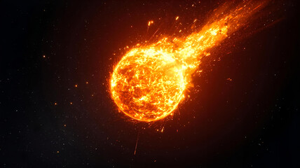 宇宙を飛ぶ巨大な火の玉