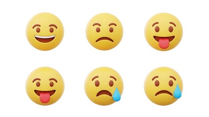 Fototapeta premium Emoticons a variety of facial expressions on white