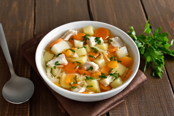 Chicken noodle soup with vegetables