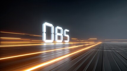 Dynamic display of a countdown timer with glowing digits showcasing the passage of time in a modern, abstract environment with motion blur effects