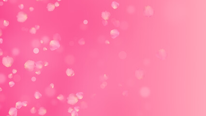 realistic pink rose flower petals and bokeh lights , valentines day romantic love and marriage social media background
