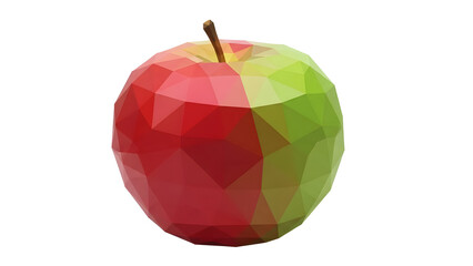 Low poly geometric apple with red and green segments