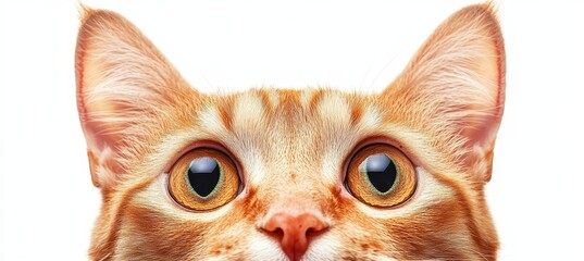 Adorable ginger cat with mesmerizing green eyes gazes intently, showcasing feline beauty.