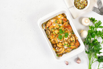 Stewed chicken breast with creamy mushroom sauce