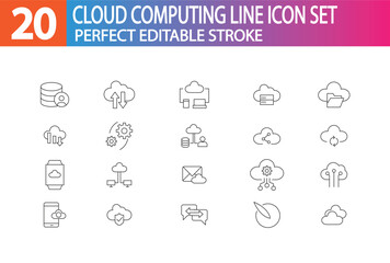 CLOUD COMPUTING LINE ICON BUNDLE 