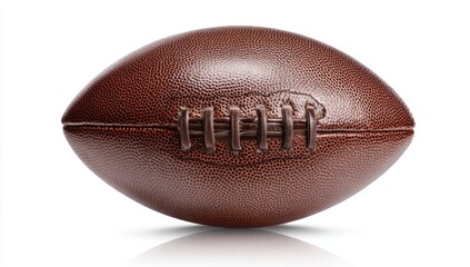 Fototapeta premium A brown leather american football ball with laces on a.