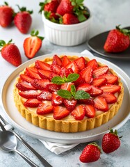 Strawberry tart on a plate
