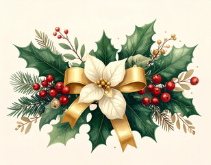 Elegant Botanical Christmas Ornaments &ndash; Floral Holiday Illustration Set