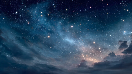 Fototapeta premium Clear Midnight Sky Studded with Stars Against Deep Blue Background