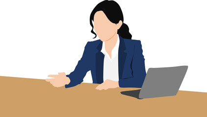 事務作業をするビジネスウーマンのイラスト