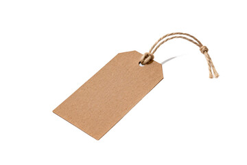 Plain brown cardboard tag with twine for labeling items