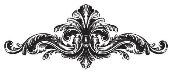 Ornate decorative element with symmetrical floral and leaf motif