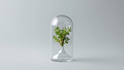 Elegant glass dome showcasing a vibrant green houseplant display