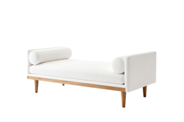 Modern white daybed with wooden legs for contemporary interior design